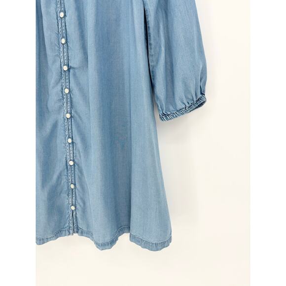 Old Navy Chambray Pleated V-Neck Button Front Swing Dress Size M - Picture 5 of 7